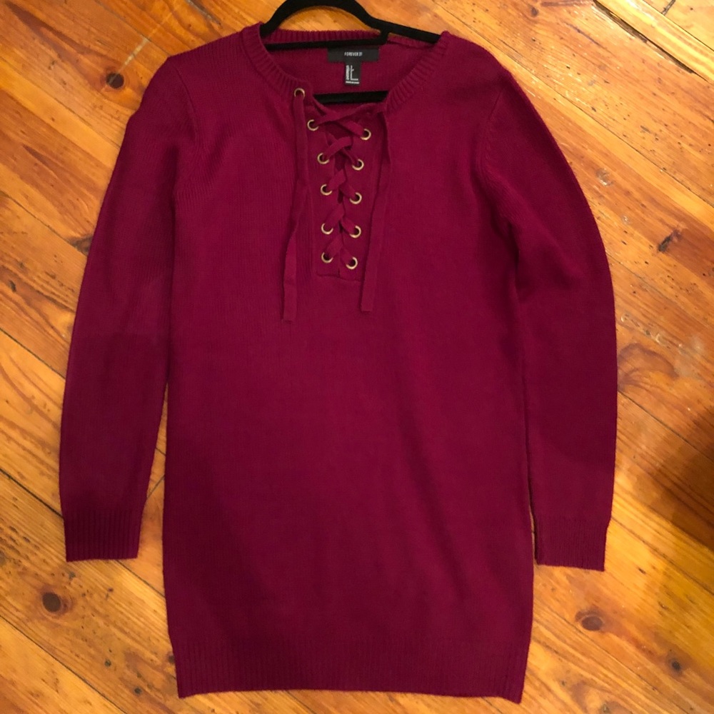 Maroon sweater dress